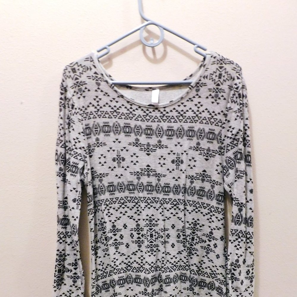 Grey Patterned Sweater Dress